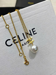 Celine Les Perles Celine Necklace in Resin Pearl and Brass with Gold Finish - 4