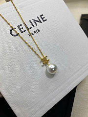 Celine Les Perles Celine Necklace in Resin Pearl and Brass with Gold Finish - 3