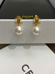 Celine Les Perles Celine Earrings in Brass with Gold Finish and Resin Pearls - 4