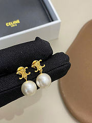 Celine Les Perles Celine Earrings in Brass with Gold Finish and Resin Pearls - 3