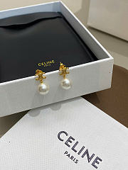 Celine Les Perles Celine Earrings in Brass with Gold Finish and Resin Pearls - 1