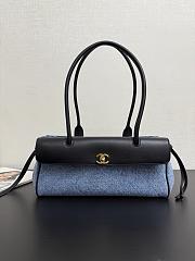 Chanel Small Tote Denim Grained Calfskin & Gold-Tone Metal Blue Black - 30.5x15x11.5cm - 2