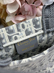 Small Dior Book Tote with Strap Latte and Gray Dior Oblique Embroidery and White Lace - 26.5x22x14cm - 3