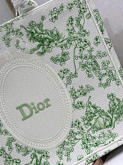 Large Dior Book Tote with Strap Green Multicolor Toile de Jouy Clover Embroidery and White Dior Medaillon - 42x35x18cm - 2