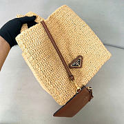 Prada Large Crochet Tote Bag With Leather Details Natural 1BG635 - 35x23.5x22cm - 6