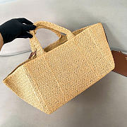 Prada Large Crochet Tote Bag With Leather Details Natural 1BG635 - 35x23.5x22cm - 3