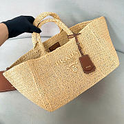 Prada Large Crochet Tote Bag With Leather Details Natural 1BG635 - 35x23.5x22cm - 4
