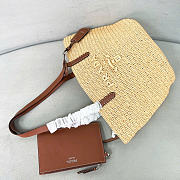 Prada Medium Crochet And Leather Tote Bag Beige/Brandy 1BG653 - 26x24x15cm - 4