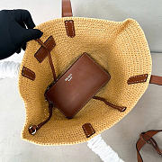 Prada Medium Crochet And Leather Tote Bag Beige/Brandy 1BG653 - 26x24x15cm - 5