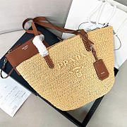 Prada Medium Crochet And Leather Tote Bag Beige/Brandy 1BG653 - 26x24x15cm - 6