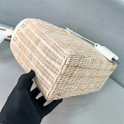 Prada Medium Wicker And Linen Blend Tote Bag White 1BG835 - 26x18x11.5cm - 4