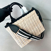 Prada Medium Wicker And Linen Blend Tote Bag Black 1BG835 - 26x18x11.5cm - 4