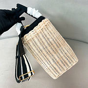 Prada Medium Wicker And Linen Blend Tote Bag Black 1BG835 - 26x18x11.5cm - 2