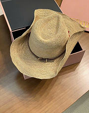 Miumiu Raffia Hat Beige/Burgundy 5HC335 - 3