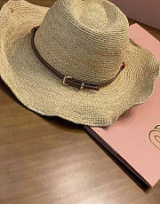 Miumiu Raffia Hat Beige/Burgundy 5HC335 - 4