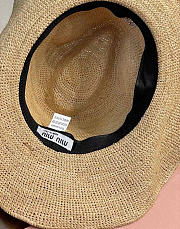 Miumiu Raffia Hat Beige/Burgundy 5HC335 - 5