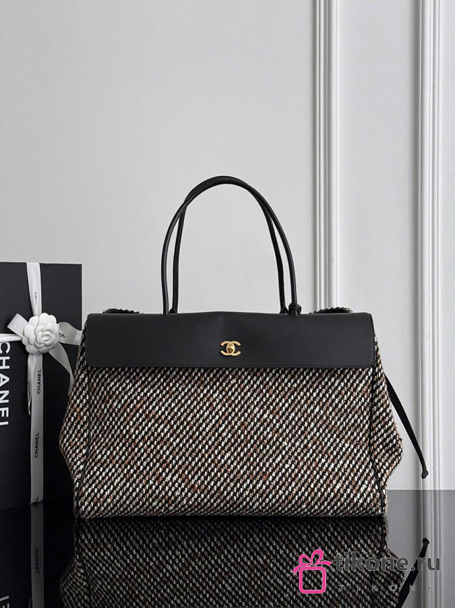 Chanel Large Tote Grained Calfskin Tweed & Gold-Tone Metal Black Multicolor AS6289 - 43x33x17.5cm - 1