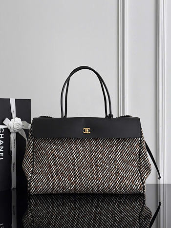 Chanel Large Tote Grained Calfskin Tweed & Gold-Tone Metal Black Multicolor AS6289 - 43x33x17.5cm