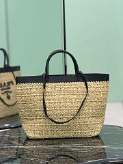 Prada Medium Crochet and Leather Tote Bag Tan/Black 1BG499 - 32x29x16cm - 5