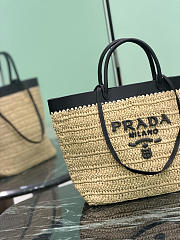 Prada Medium Crochet and Leather Tote Bag Tan/Black 1BG499 - 32x29x16cm - 4