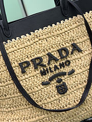 Prada Medium Crochet and Leather Tote Bag Tan/Black 1BG499 - 32x29x16cm - 2