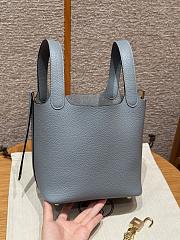 Hermes Picotin Lock 18 Bag Taurillon Clemence Leather Blue Lin - 18x13x18cm - 2