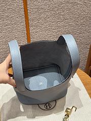 Hermes Picotin Lock 18 Bag Taurillon Clemence Leather Blue Lin - 18x13x18cm - 3