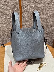Hermes Picotin Lock 18 Bag Taurillon Clemence Leather Blue Lin - 18x13x18cm - 4