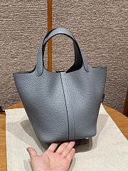 Hermes Picotin Lock 18 Bag Taurillon Clemence Leather Blue Lin - 18x13x18cm - 5