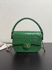 Chanel Mini Flap Bag With Top Handle Crocodile Embossed Calfskin & Gold-Tone Metal  Green AS6424 - 14.5x19.5x5cm - 1