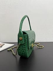 Chanel Mini Flap Bag With Top Handle Crocodile Embossed Calfskin & Gold-Tone Metal  Green AS6424 - 14.5x19.5x5cm - 6
