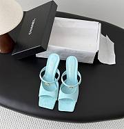 Chanel Mules Suede Kidskin & Chain Light Green G47293 90mm - 1