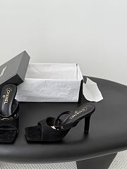 Chanel Mules Suede Kidskin & Chain Black G47293 90mm - 5