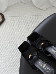 Chanel Mules Suede Kidskin & Chain Black G47293 90mm - 3