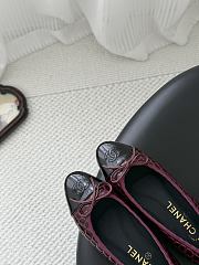 Chanel Ballet Flats Crocodile Embossed Patent Calfskin & Patent Calfskin Dark Burgundy & Black G02819 - 3