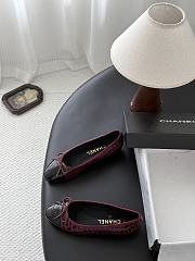Chanel Ballet Flats Crocodile Embossed Patent Calfskin & Patent Calfskin Dark Burgundy & Black G02819 - 4