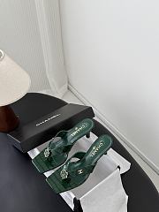 Chanel Mules Crocodile Embossed Patent Calfskin & Metal Dark Green  - 6