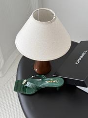 Chanel Mules Crocodile Embossed Patent Calfskin & Metal Dark Green  - 4