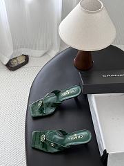 Chanel Mules Crocodile Embossed Patent Calfskin & Metal Dark Green  - 2