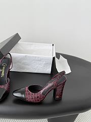 Chanel Slingbacks Crocodile Embossed Patent Calfskin & Patent Calfskin Dark Burgundy & Black 90mm G45509 - 5