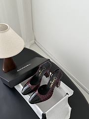 Chanel Slingbacks Crocodile Embossed Patent Calfskin & Patent Calfskin Dark Burgundy & Black 90mm G45509 - 3