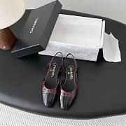Chanel Slingbacks Crocodile Embossed Patent Calfskin & Patent Calfskin Dark Burgundy & Black - 1