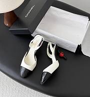 Chanel Slingbacks Lambskin & Patent Calfskin White & Black 85mm G47469 - 1