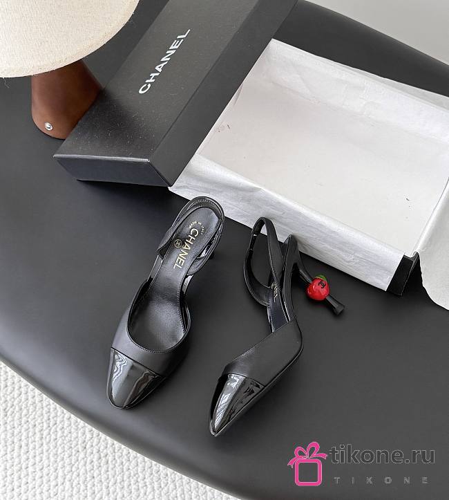 Chanel Slingbacks Lambskin & Patent Calfskin Black 85mm G47469 - 1