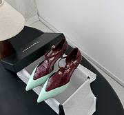Chanel Mary Janes Crocodile Embossed Patent Calfskin & Lambskin Burgundy & Green 50mm G47202 - 1