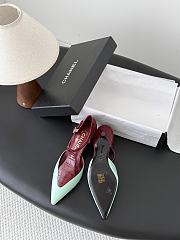 Chanel Mary Janes Crocodile Embossed Patent Calfskin & Lambskin Burgundy & Green 50mm G47202 - 6