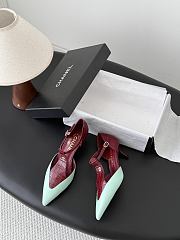 Chanel Mary Janes Crocodile Embossed Patent Calfskin & Lambskin Burgundy & Green 50mm G47202 - 5