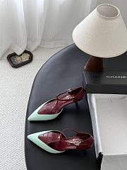 Chanel Mary Janes Crocodile Embossed Patent Calfskin & Lambskin Burgundy & Green 50mm G47202 - 3