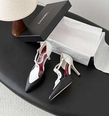 Chanel Mary Janes Lambskin White & Black 70mm 