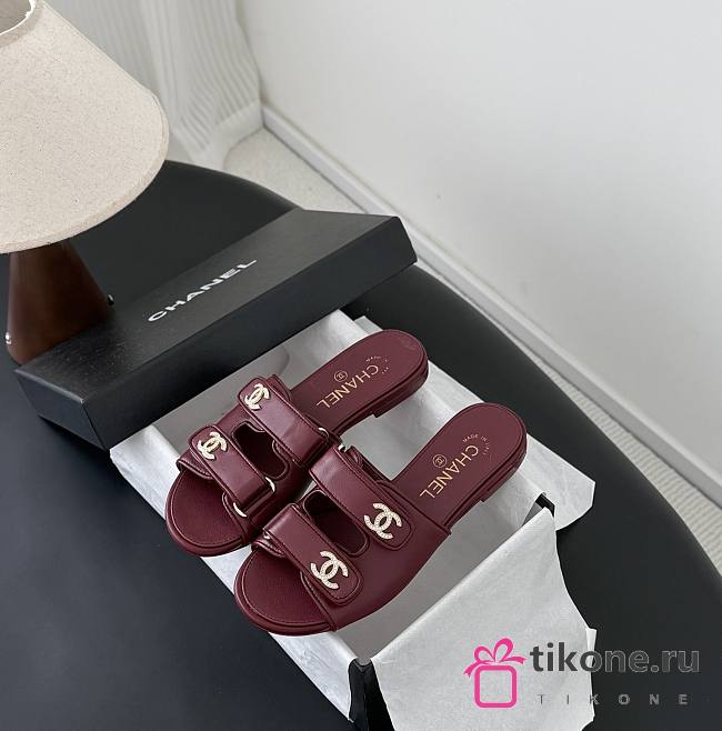 Chanel Mules Lambskin Dark Burgundy G47043 - 1